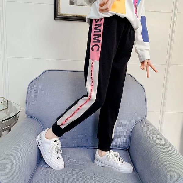 

new sports loose pants for girls teenager car print letter school trousers for girls sweatpants children pants, Blue