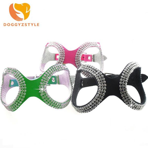

dog collars & leashes fashion glasses style bling crystals pet harness collar black green rose rhinestone leather for doggyzatyle