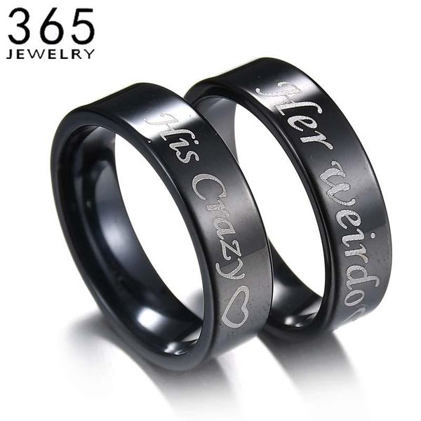 

wedding rings 2021 arrive stainless steel lover's his crazy her weirdo letters anniversary for coupls drop, Slivery;golden