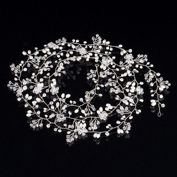 

hair clips & barrettes handmade bride long hairband lady vine head chain women headpiece for wedding party pography hairs accessories ea, Golden;silver