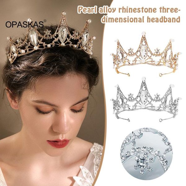 

hair clips & barrettes crown ornament bridal wedding accessories simple alloy diamond-studded electroplating dress jewelry pt, Golden;silver