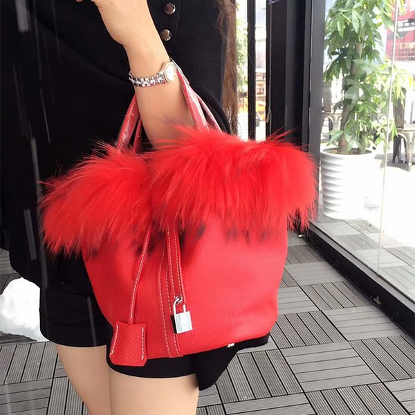 

evening bags spring leather vegetable basket bag bucket fox layer handbag