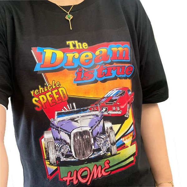 

women's t-shirt dreamcar t shirt casual short sleeve black t-shirts cute tees long graphic womens female summer, White