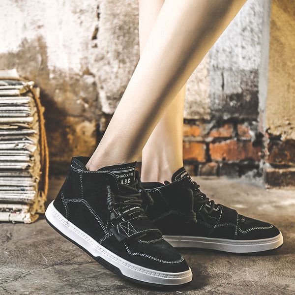 

high shoes children's 2020 autumn women's flat bottom leather fashion leisure sports dad student board