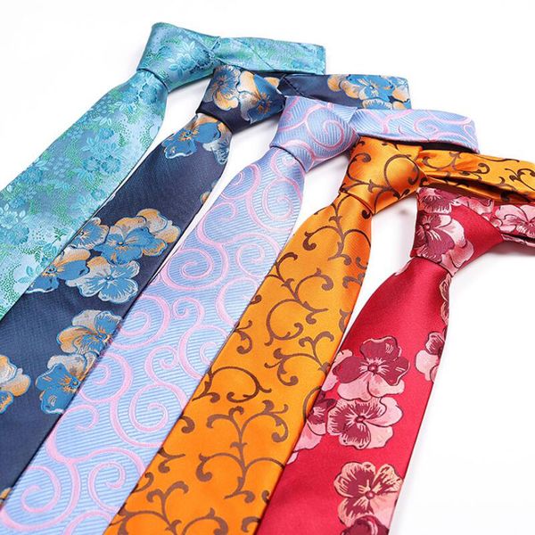 Mehrfarbige Herren-Krawatten aus Polyester-Jacquard mit Blumenmuster, Hochzeit, Party, Geschenk, Alltagsaccessoires