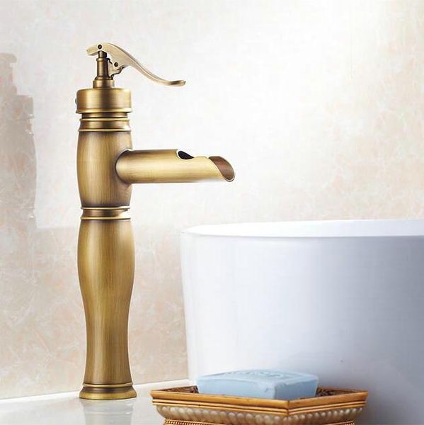 

bathroom sink faucets faucet bath tap toilet antique brass basin single hand waterfall mixer hj-6822