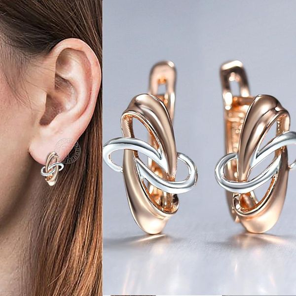 

dangle & chandelier 585 rose white gold earrings for women geometric weaving drop girls elegant wedding jewelry gifts lge351, Silver