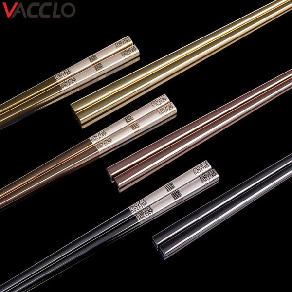 

chopsticks vacclo colorful stainless steel symbol of good luck chinese chopstick laser non-slip kitchen tableware sticks