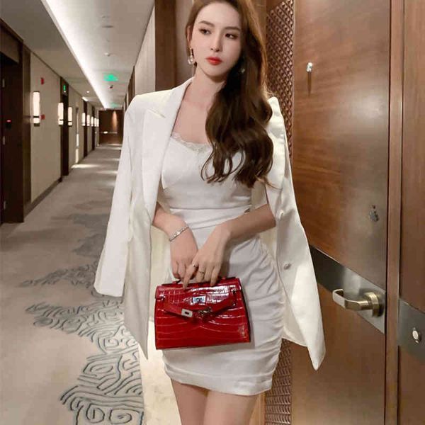

arrival fashion female white autumn set ladies simple temperament dress blazer two pieces together, Black;gray