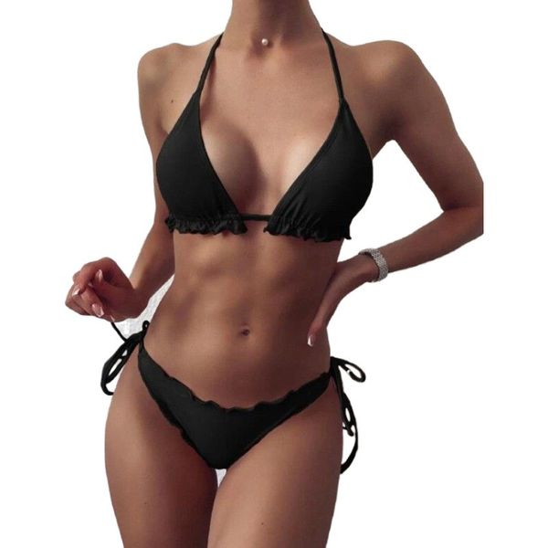 

new bikini swimsuit split suit women's solid 2021, White;black