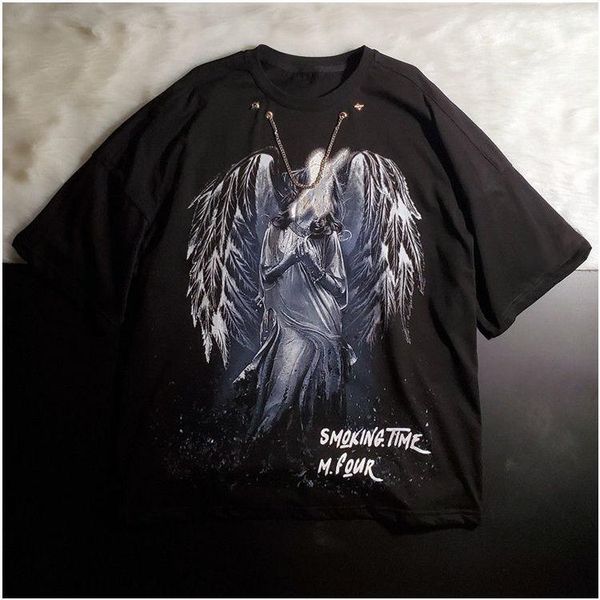 

men's t-shirts japan summer printed fashion white black bf loose tshirt for teen tees ins tcollege boys clothing