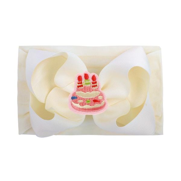 

hair accessories cupcake happy birthday bows 6inch bow headband soft elastic turban nylon baby headbands head wrap hairband, Slivery;white