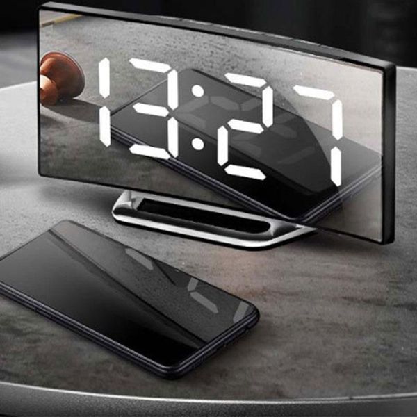 

other clocks & accessories digital alarm clock curved dimmable led electronic desktop