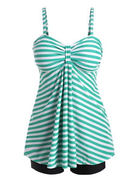 

one-piece suits knotted striped empire waist tankini swimwear
