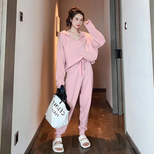 

women's tracksuits 2021 spring autumn brand fashion 2 piece set women sporting suits knit hooded pullover pants female tracksuit casual, Gray