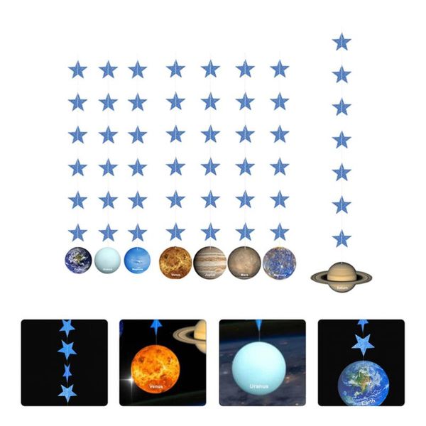 

party decoration 1 set star theme supplies banners planet buntings (assorted color)