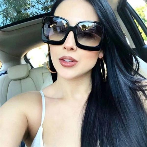 

vintage big square sunglasses women black gradient oversized sun glasses female fashion brand mirror clear oculos de sol, White;black