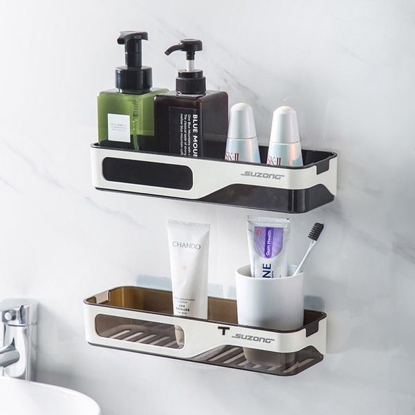 

bath accessory set wall-mounted bathroom storage shelf restroom organizer wc shampoo holder waterproof kitchen basket accessories