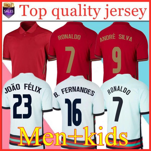 

men + kids kit ronaldo joao felix andre silva national team soccer jersey b. fernandes bernardo 2021 home away football shirts 20 21, Black;yellow