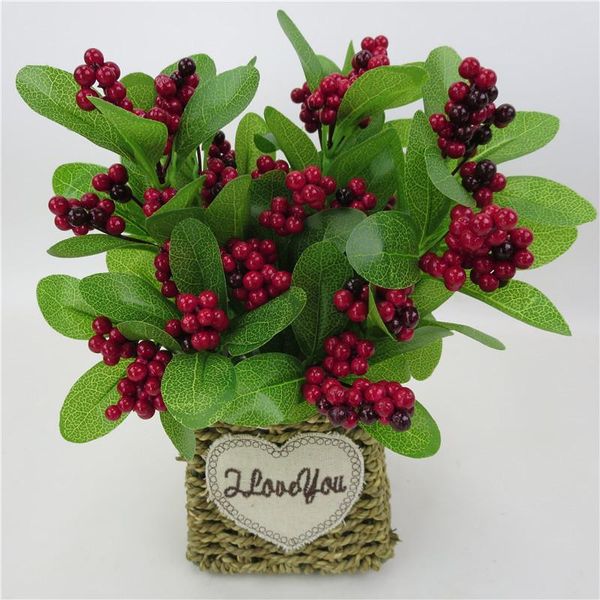 

decorative flowers & wreaths simulation fruits christmas berry single branch foam plants artificial diy wedding garden office home decor