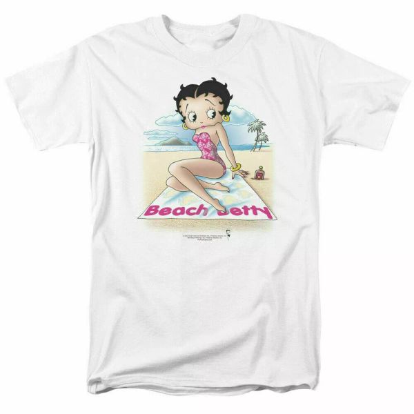 

Betty Boop Beach Betty T Shirt Mens Licensed Cartoon Merchandise Classic White, White;black