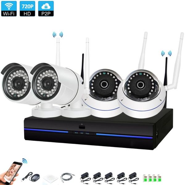 

wireless nvr 720p cctv system 4pcs 1.0mp indoor outdoor wifi ip security camera surveillance kit systems