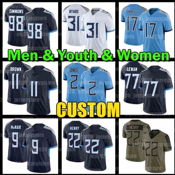 

2 julio jones football jersey tennessees derrick henry brown kevin byard titanes eddie george caleb farley adrian peterson bud dupree rashaa, Black;red