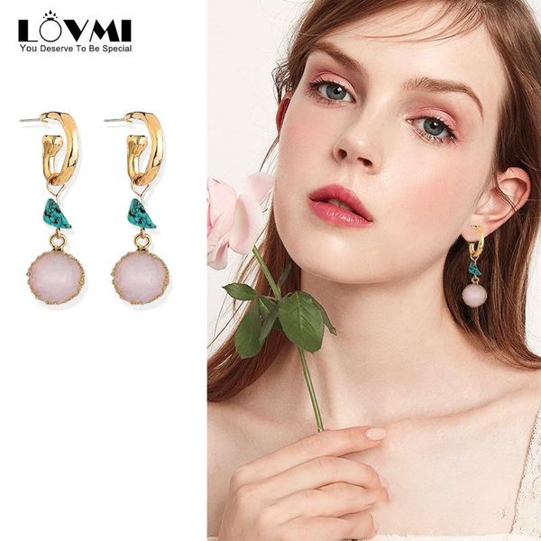 

lovmi retro ethnic earring 2021 hit turquoise and natural stone c-shape hoop hanging long for female girlfriend gift dangle & chandelier, Silver