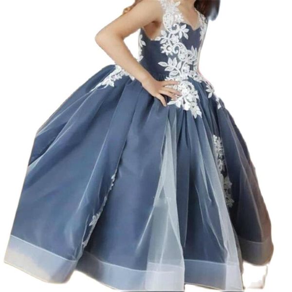 

customized flower girl dresses for wedding white applique lace up back v neck girls pageant party gowns girl's, Red;yellow