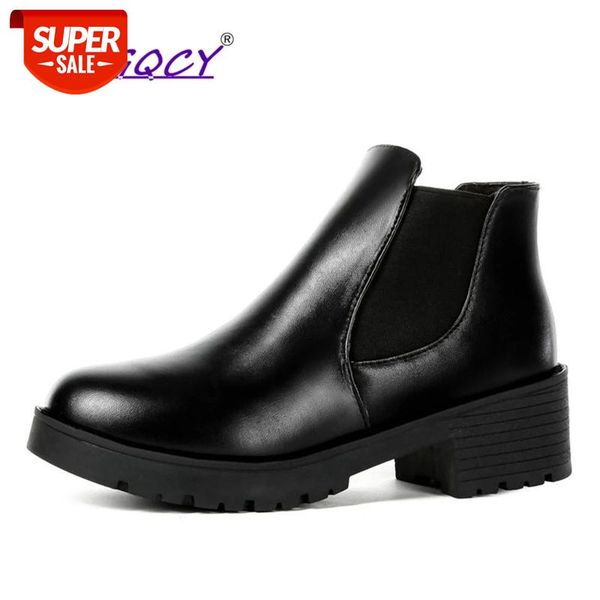 

new pu leather woman fashion ankle boots style women fashion warm round head boots thick bottom waterproof spring autumn #ee0h