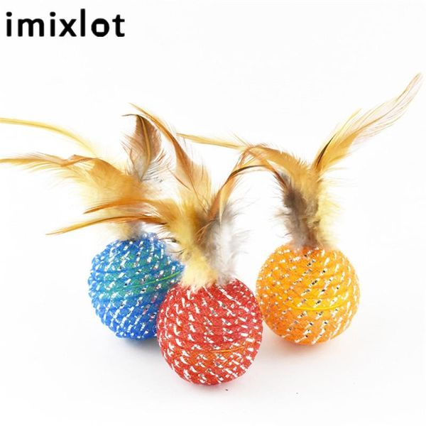 

cat toys imixlot funny ball toy gold wire feather bell pet interactive supplies