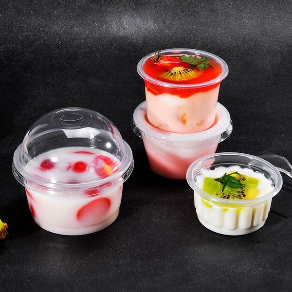 

gift wrap 100 sets net red disposable pudding mousse cup with lid plum blossom plastic ice cream jelly yogurt sauce seasoning box