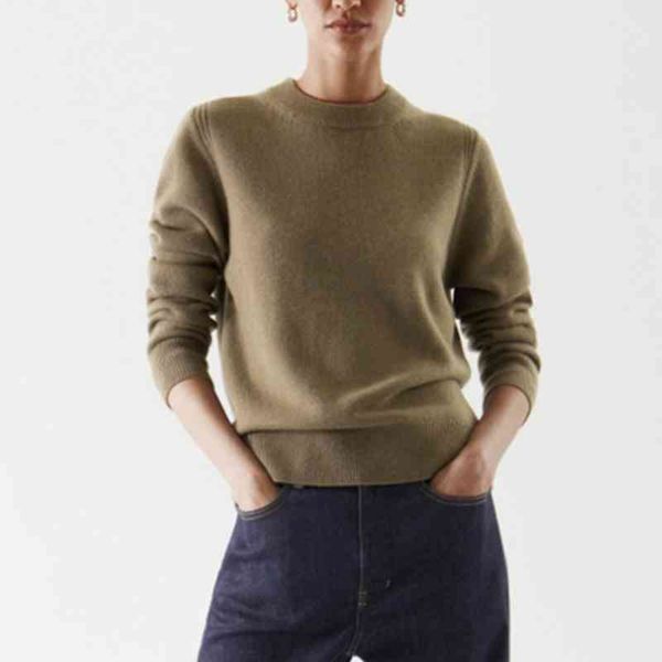 

women's round neck solid color women's loose long sve knitted sweater, simple fashion, autumn and winter, new 2021, White;black