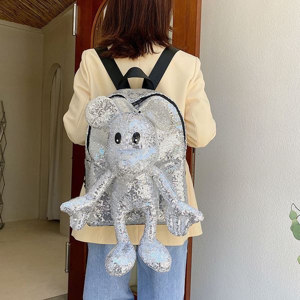 

2021 summer sequin backpack cute cartoon doll backpacks large capacity student bag