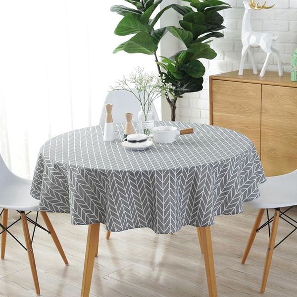 

table cloth modern gray 150cm round cover cotton linen tablecloths nordic style yellow chessboard home decorative cloths