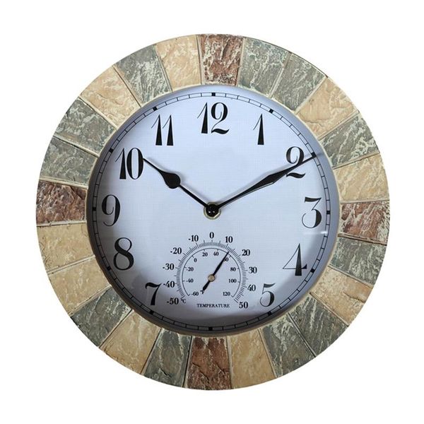 

wall clocks outside-in faux stonegate sandstone 10inch clock and resin waterproof garden number