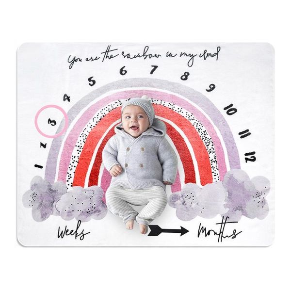 

blankets & swaddling 50le 1 set baby monthly record growth milestone blanket born pography props accessories creative cartoon rainbow printi