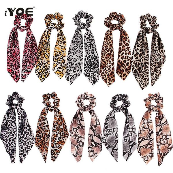 

hair clips & barrettes summer chiffon scarf elastic rope women bow ties scrunchies leopard print ribbon hairbands accessories, Golden;silver