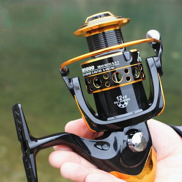 

baitcasting reels dq2000-6000 13bb shaft (no gap) metal head hanging 5.2:1 fishing wheel line spinning sea bream reel