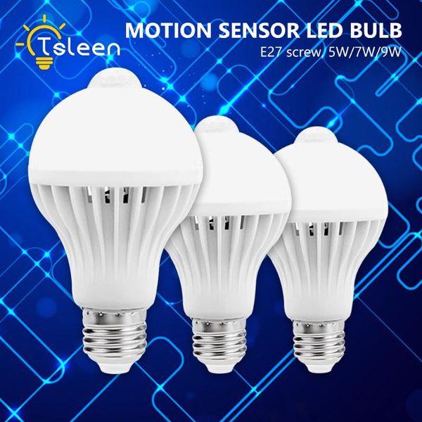 

bulbs tsleen smart pir motion sensor 9w lamp e27 base 7w leds lights 5w led bulb infrared body light