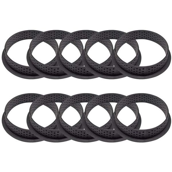 

other bakeware 10pcs cake mold mousse tart ring round-shape dessert pies decorating tool perforated baking cutter diy
