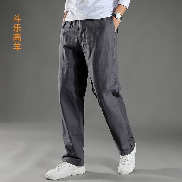 

2021 summer overalls loose fitting straight leisure men's middle-aged and young large size sports thin pants, Black
