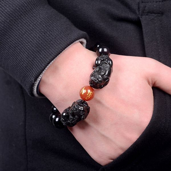 

bracelet natural rainbow eye obsidian with red agate bronzing, Golden;silver