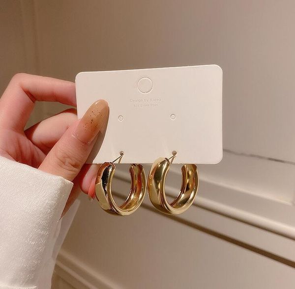

hoop & huggie 2021 fashion minimalist large circle geometric round big earrings for women girl wedding party jewelry, Golden;silver