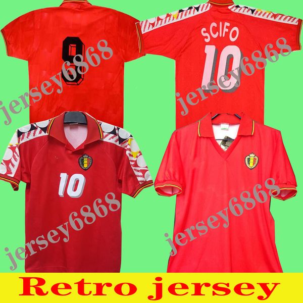 

belgium 1992 1994 1996 retro soccer jersey 92 94 96 scifo albert degryse grÃ¼n classic vintage football shirt, Black;yellow