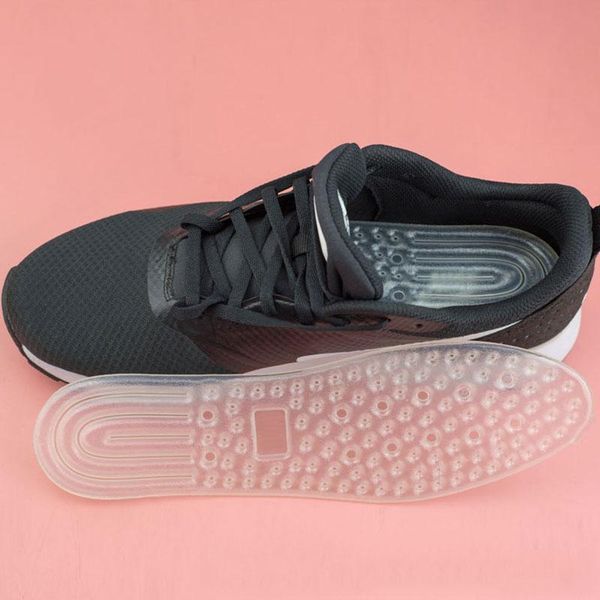 

shoes materials full transparent silicone insoles foot care for plantar fasciitis heel spur absorption pad sport gel inso, Black