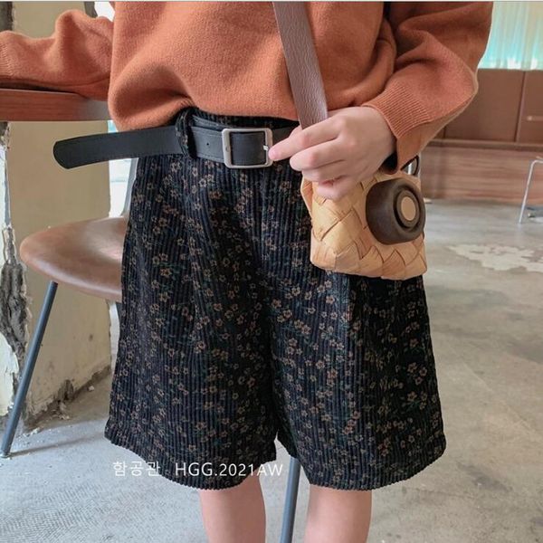 

shorts 2021 wholesale girls floral corduroy autumn fashion 3-8t b801, Black