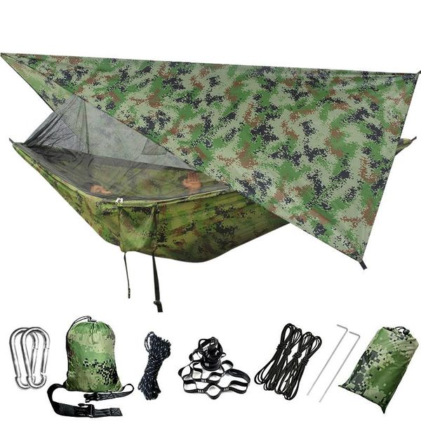 

camp furniture outdoor automatic quick open mosquito net hammock tent with waterproof canopy awning set portable -up