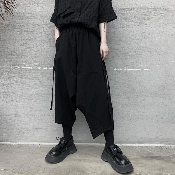 

men's pants summer loose big pocket casual teen trendy simple black harem