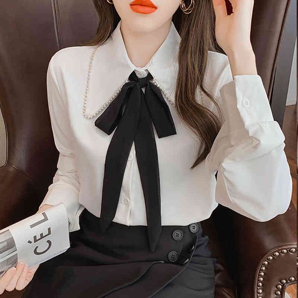 

women's blouses & shirts lace blouses, fashion long sleeves, button-down cardigan, white shirt, for spring and autumn, 0nc0